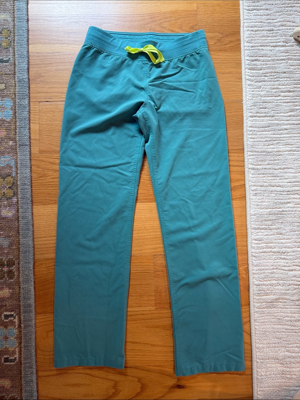 Figs Teal Sweatpants with Neon Drawstring